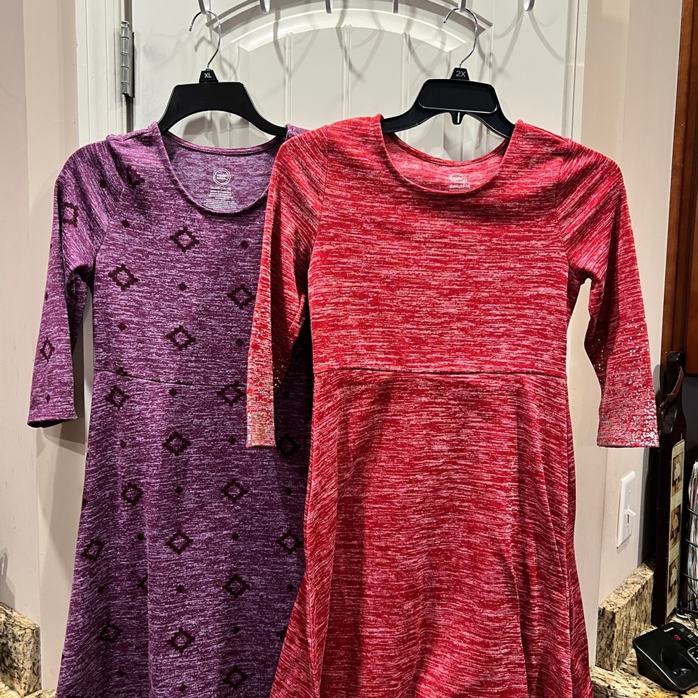 Wonder Nation Red and Purple Sweater Knit Kids Dresses Sz XL 14-16